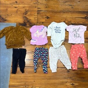 Girl 12 month bundle Baby clothes plants and shirts of various brands